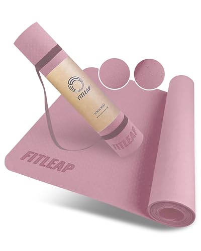 Fitleap Yoga-Matte Pro Pink Pastell aus umweltfreundlichem TPE-Schaum. Sehr rutschfeste, schadstofffreie, hypoallergene und hautfreundliche Gymnastik-Matte, Fitness-Matte, Turn-Matte von Fitleap