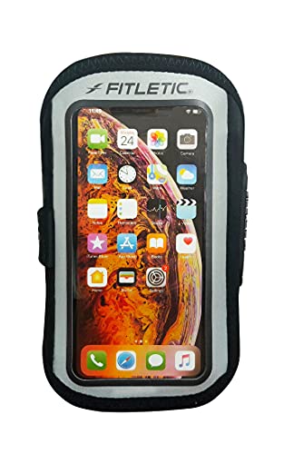 Fitletic Forte Plus Handy-Armband für Laufen, Fitnessstudio und Outdoor-Workouts, wasserabweisend, schlankes Design, stark reflektierender Rahmen und kanalgeschnittenes Pad von Fitletic