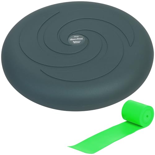 Fitness-Freund Kombi-Set mit Balancekissen 33 cm oliv und Fitnessband grün/leicht (240x7,5 cm) von Fitness-Freund