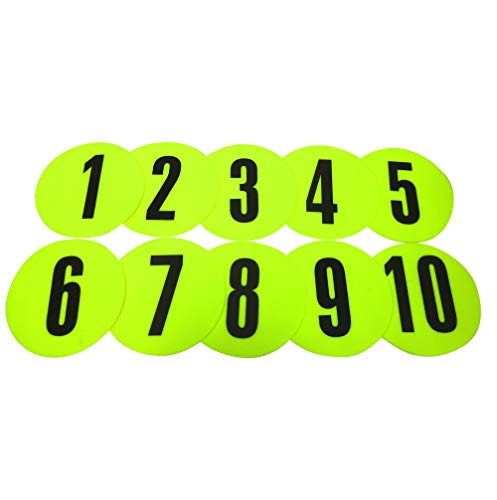 Fitness Health Disc Marker Set Nummeriert von 1 bis 10 - Leuchtend Gelbe und rutschfeste Punktmarker Für den Außen - und Innenbereich - Langlebig und stark - Geeignet Für Harte Und Weiche Oberflächen von Fitness Health