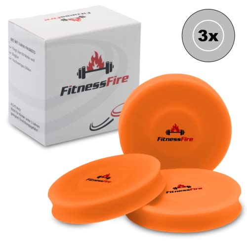 3er Set Mini Frisbee - Die kleine Frisbee fliegt über 60 Meter weit - Die Neue Trendsportart - Alternative zur gewöhnlichen Frisbeescheibe – Schwimmt im Wasser (Neonorange) von FitnessFire