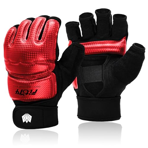 FitsT4 Sports MMA Handschuhe Boxhandschuhe gepolstert, Trainingshandschuhe Boxsack Sandsack Kickboxen Kampfsport Taekwondo Sparring mit Handgelenkschutz für Herren Damen,Rot,XXL von FitsT4 Sports