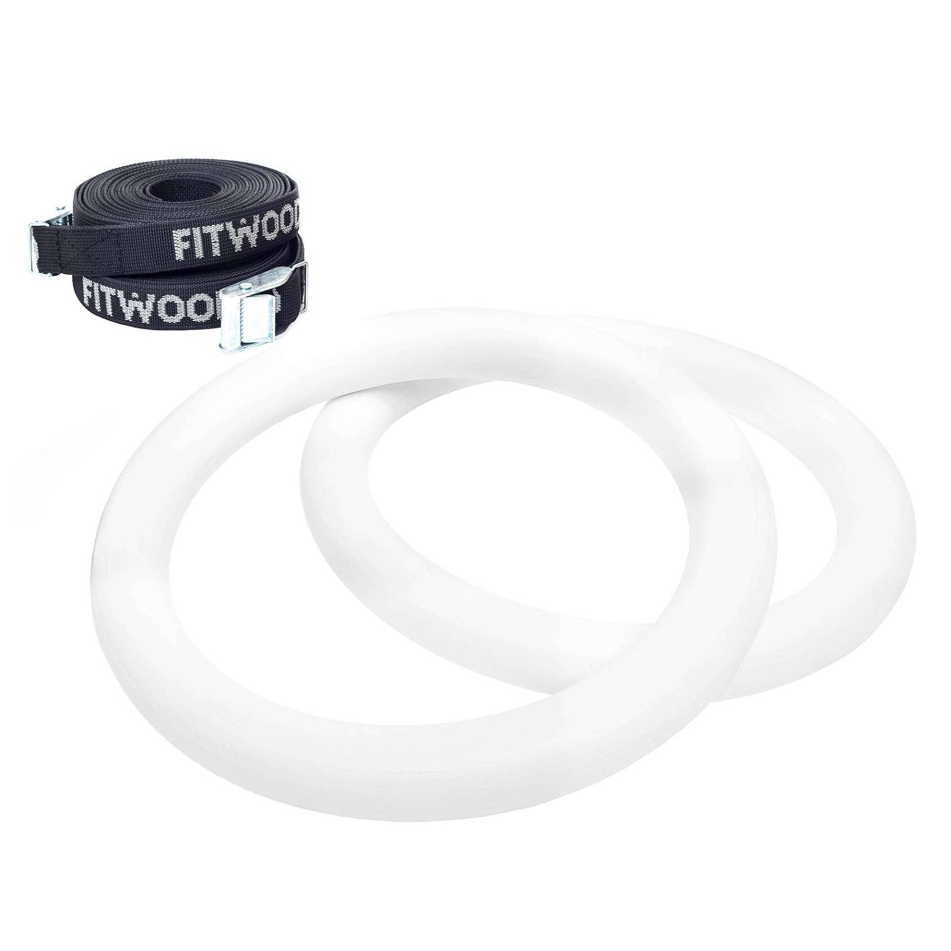 Fitwood Turnringe-Set "Ulpu", Weißes Holz, schwarzes Band von Fitwood