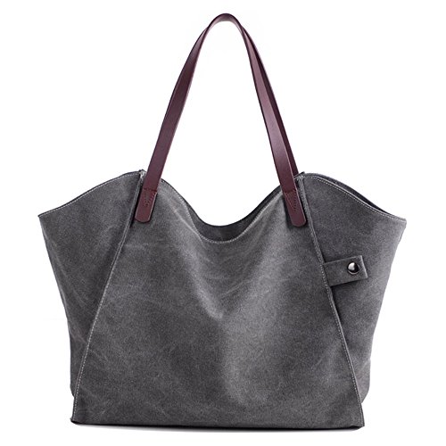 FiveloveTwo Canvas Damen Shopper Bag Handtasche Einkaufstasche mit Strandtasche Große Kapazität Henkeltaschen Schultertasche grau FiveloveTwo Canvas Damen Shopper Bag Handtasche Einkaufstasche mit Strandtasche Große Kapazität Henkeltaschen Schultertasche grau von FiveloveTwo