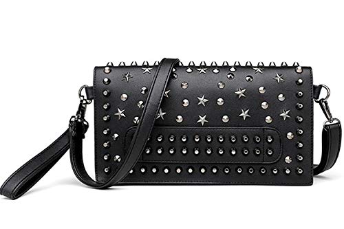 FiveloveTwo Damen Punk Niet Schädel Clutches Handtaschen PU Kleine Henkeltaschen Umhängetasche Shopper Taschen Schultertasche Shoulder Bag Schwarz FiveloveTwo Damen Punk Niet Schädel Clutches Handtaschen PU Kleine Henkeltaschen Umhängetasche Shopper Taschen Schultertasche Shoulder Bag Schwarz von FiveloveTwo