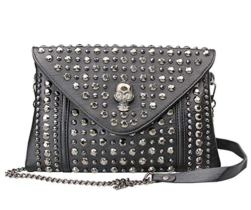 FiveloveTwo Punk Clutch Handtaschen für Frauen Damen Niet Kette Umhängetasche Schultertasche Kleines PU-Leder Henkeltasche Shopper Shoulder Bag Black FiveloveTwo Punk Clutch Handtaschen für Frauen Damen Niet Kette Umhängetasche Schultertasche Kleines PU-Leder Henkeltasche Shopper Shoulder Bag Black von FiveloveTwo