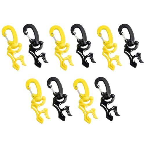 Fivetwofive 10 Packungen Tauch Klemme Tauch Halter Clip, Doppel BCD Tauch Halter mit Karabiner Haken Schnalle von Fivetwofive