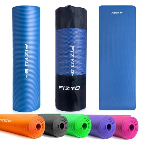 FIZYO Yogamatte Gymnastikmatte Fitnessmatte Trainingsmatte Turnmatte | für Yoga, Training, Erholung und Entspannung | NBR-Foam, Synthetischer Kautschuk | 183 x 61 x 1 cm (Blau) von Fizyo