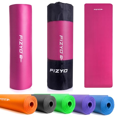 FIZYO Yogamatte Gymnastikmatte Fitnessmatte Trainingsmatte Turnmatte | für Yoga, Training, Erholung und Entspannung | NBR-Foam, Synthetischer Kautschuk | 183 x 61 x 1 cm (Rosa) von Fizyo