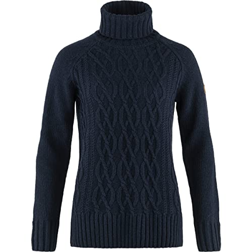 Fjällräven Damen Övik Cable Knit Walzenhals Sweatshirt, Dark Navy, M von Fjällräven