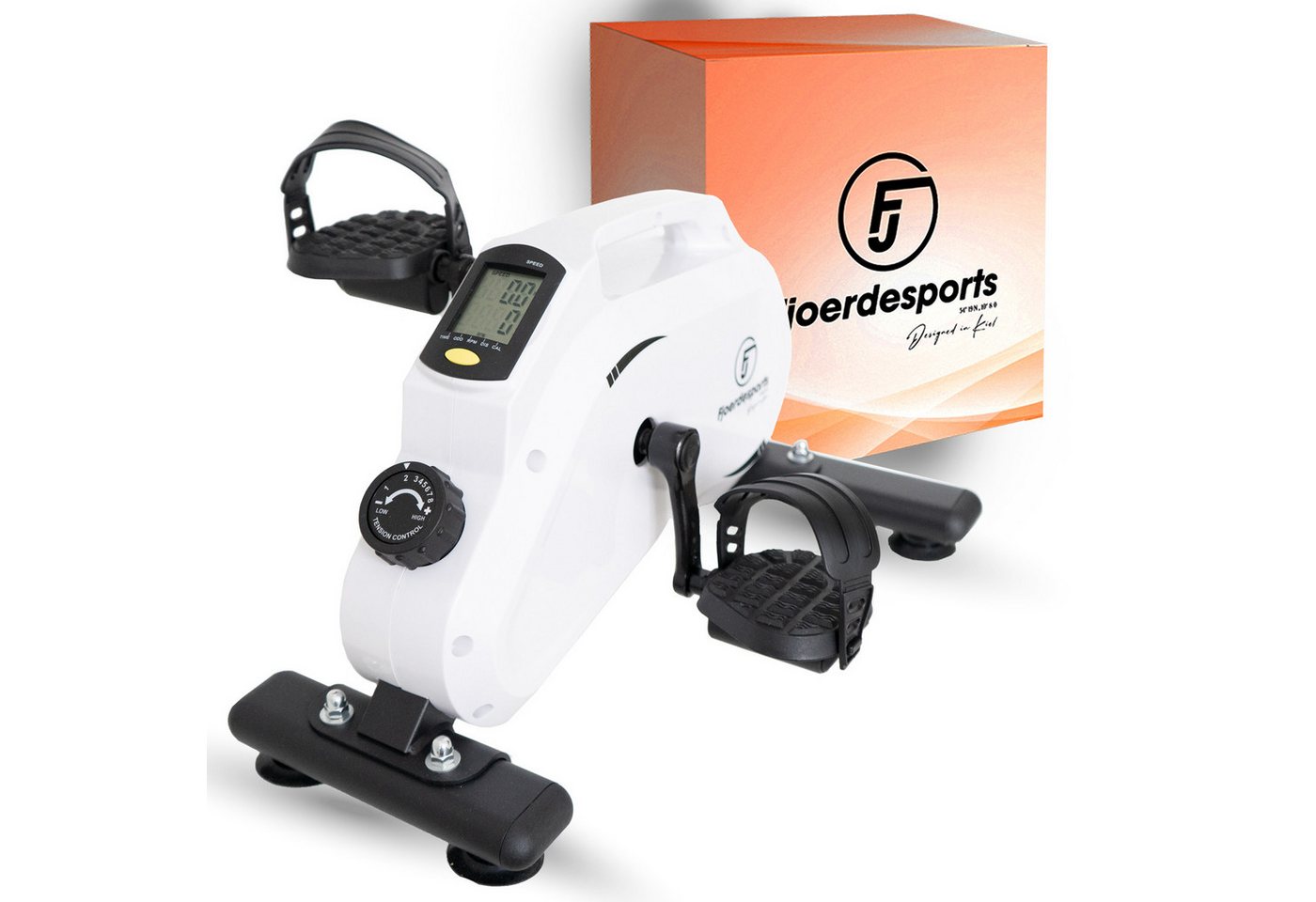 Fjoerdesports Heimtrainer Mini-Heimtrainer, Arm- und Beintrainer, Bewegungstrainer (Seniorentrainer, Trainieren im Home Office, besonders leise, verstellbarer Widerstand, Fitness, Workout, rutschfeste Standfüße, 100 kg max. Benutzergewicht, Pedaltrainer, Bewegungstrainer, Bewegungstherapie, Home Office), LCD-Display, Fitnesstraining, Training am Schreibtisch von Fjoerdesports