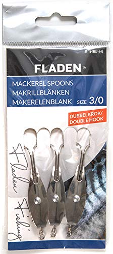 FLADEN Angelköder, klassisch, gebrauchsfertig, gebunden, Boot, Meer und Ufer, 3 Stück Makrelen-Löffel, Doppelhaken, Größe 3/0 [17-962-3-0] von Mountain Warehouse