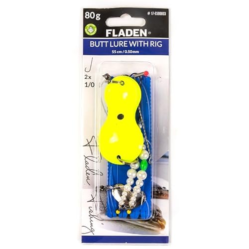 Fladen Butt Lure with Pearl Boom - Buttlöffel mit Boom Buttlöffel-Vorfach 40g bis 120g (80g, gelb) von Fladen