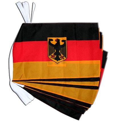Fahnenkette Flaggen Deutschland mit Adler 30x45cm, Länge 9 m von Flaggenfritze
