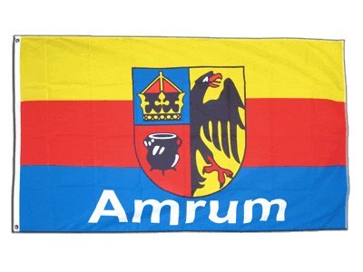 Flagge Deutschland Stadt Amrum mit Schrift - 90 x 150 cm von Flaggenfritze