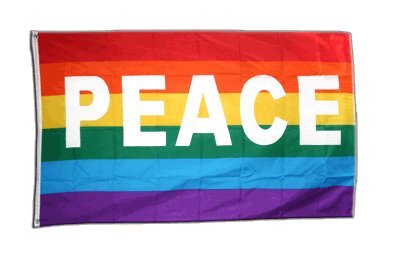 Flagge Regenbogen mit PEACE - 90 x 150 cm Flagge Regenbogen mit PEACE - 90 x 150 cm von Digni
