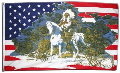 Flagge USA mit Indianerhäuptling - 60 x 90 cm von Flaggenfritze