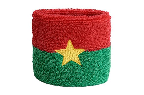 Flaggenfritze Schweißband Motiv Fahne/Flagge Burkina Faso, 2er Set + gratis Aufkleber von Flaggenfritze