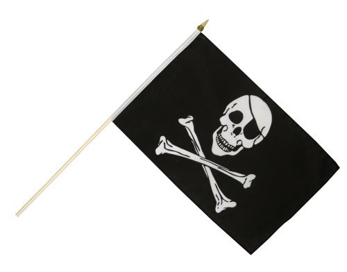 Flaggenfritze Stockflagge Pirat Skull and Bones - 30 x 45 cm von Flaggenfritze