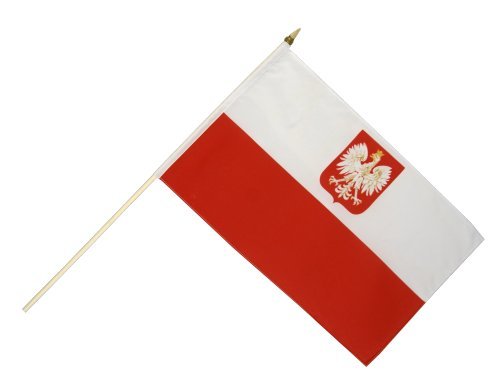 Flaggenfritze Stockflagge Polen mit Adler - 30 x 45 cm Flaggenfritze Stockflagge Polen mit Adler - 30 x 45 cm von Digni