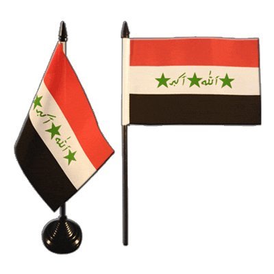 Flaggenfritze Tischflagge/Tischfahne Irak alt 1991-2004 + gratis Aufkleber von Flaggenfritze