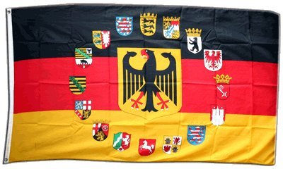 XXL Flagge Fahne Deutschland mit Adler und Wappen der 16 Bundesländer 150 x 250 cm von Flaggenfritze