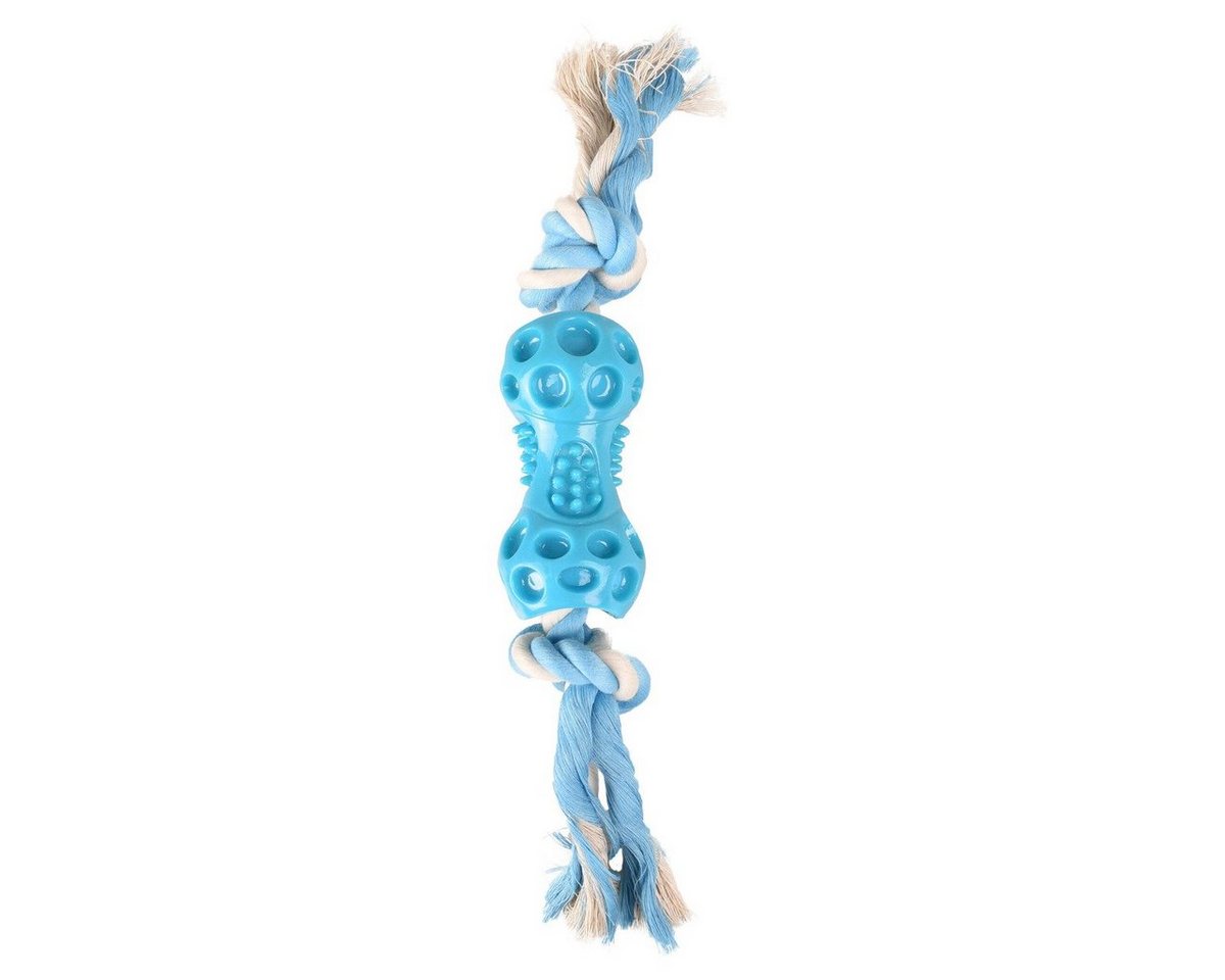 Flamingo Spielknochen Hundespielzeug TPR Lindo Hantel mit Seil blau von Flamingo