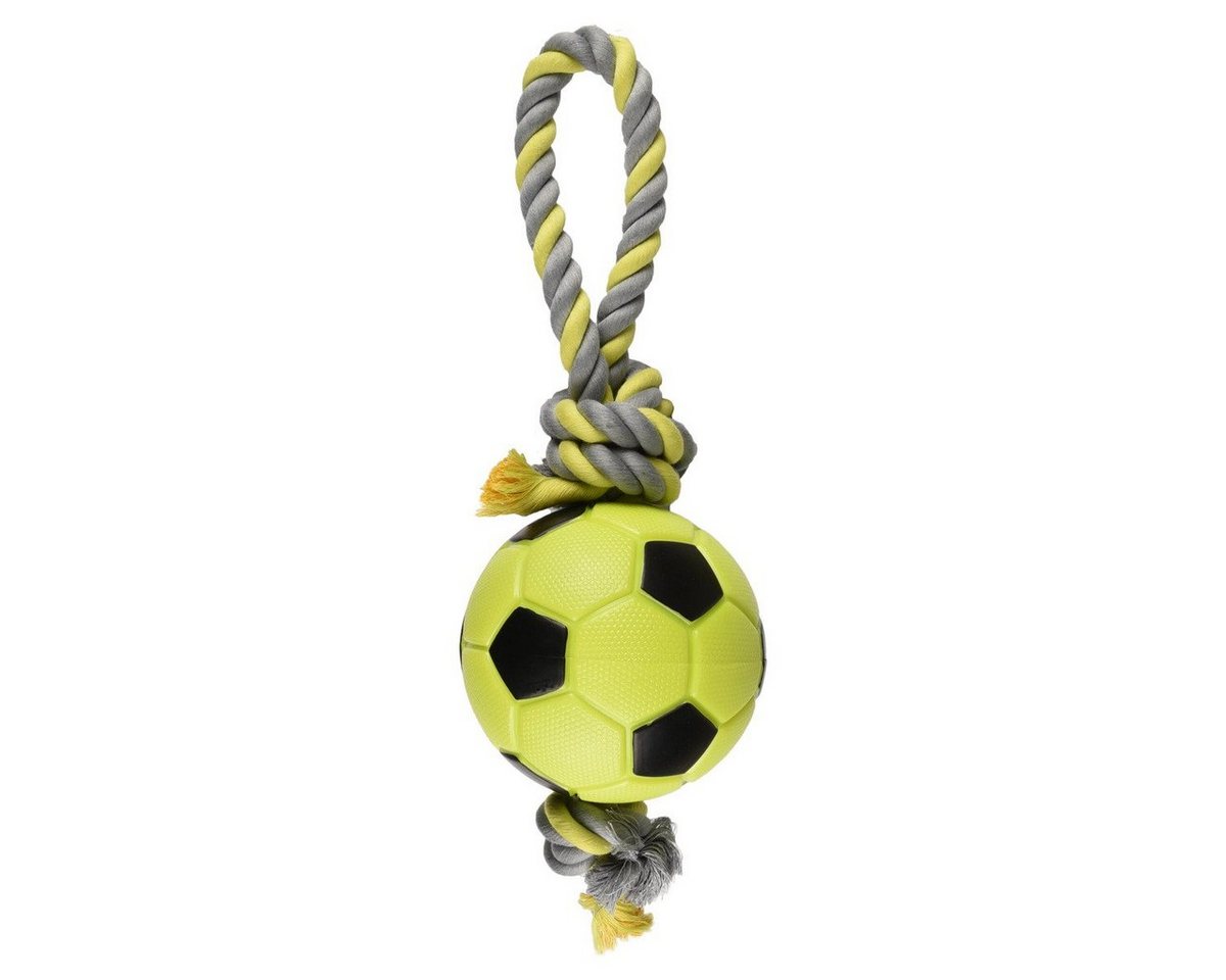Flamingo Tierball Hundespielzeug TPR Sporty Fußball + Seil grün, Maße: 12 cm Flamingo Tierball Hundespielzeug TPR Sporty Fußball + Seil grün, Maße: 12 cm von Flamingo