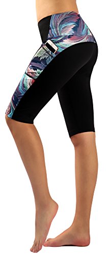 Flatik Damen Sports Shorts Yoga Running Fitness Stretch Tights Leggings Kurze Hosen Atmungsaktive Doppeltasche(Mischfarbe 0305 S) von Flatik