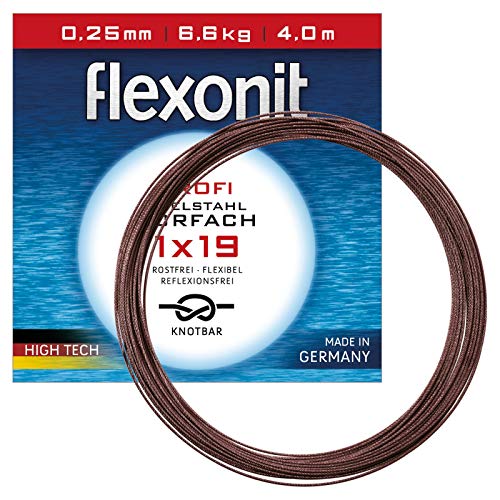 Flexonit Stahlvorfach Angeln Meterware - 1x19 0,20mm 4,5kg 20m von flexonit