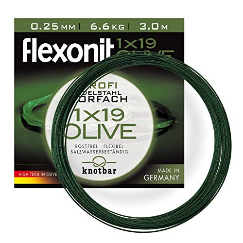 Flexonit Unisex – Erwachsene 10C4050801049186C10 Stahlvorfach Raubfischvorfach-Olive 1x19 Meterware 0,25 mm Länge 3m, Bunt, Normal Flexonit Unisex – Erwachsene 10C4050801049186C10 Stahlvorfach Raubfischvorfach-Olive 1x19 Meterware 0,25 mm Länge 3m, Bunt, Normal von Flexonit