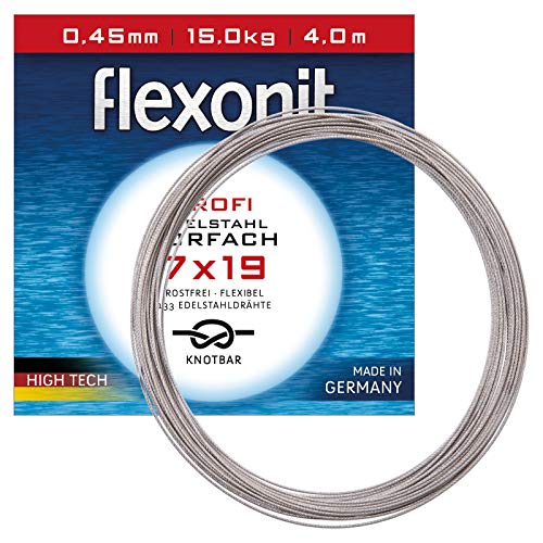 Flexonit Unisex – Erwachsene 10C4050801000446C10 Stahlvorfach Meterware-7x19 Silber 0,45mm 15,0kg 4m, Bunt, Normal Flexonit Unisex – Erwachsene 10C4050801000446C10 Stahlvorfach Meterware-7x19 Silber 0,45mm 15,0kg 4m, Bunt, Normal von Flexonit