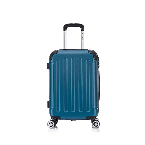 Flexot® Flex-2045 Handgepäck Kabinentrolley Koffer (16 Farben zur Auswahl) Zwillingsrollen Reisekoffer Bordcase Koffer Trolley Hartschale (M, Royal-Blau) von Flexot