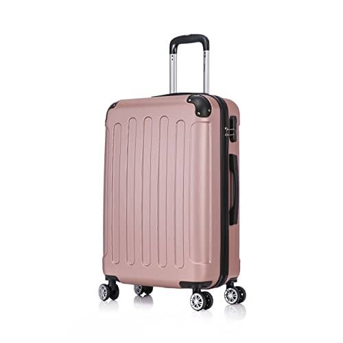 Flexot® Flex-2045 Koffer (16 Farben zur Auswahl) Zwillingsrollen Reisekoffer Trolley Hartschale (L, Rose-Gold) von Flexot