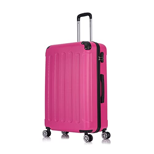 Flexot® Flex-2045 Koffer (16 Farben zur Auswahl) Zwillingsrollen Reisekoffer Trolley Hartschale (XL, Rose) von Flexot