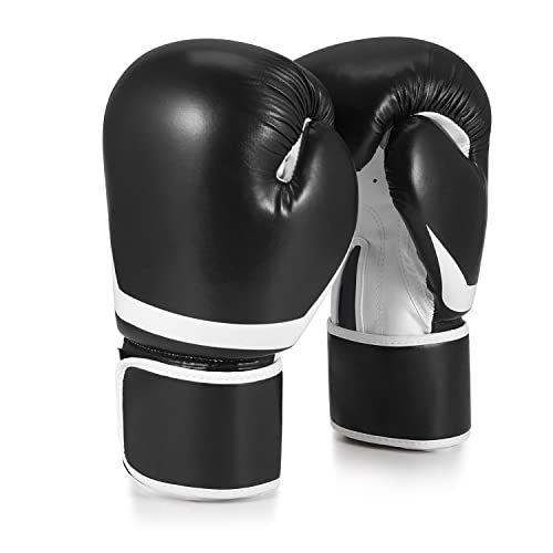 Flexzion 284 g Boxhandschuhe Sparring Trainingshandschuhe Boxhandschuhe Boxsack Handschuhe für Kickboxen, MMA, Muay Thai, Training, Sparing, Tasche mit Handgelenkbandage, Schwarz von Flexzion