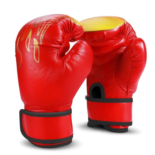 Flexzion Kinder Boxhandschuhe F�r 3 bis 8 Jahre, 4 oz Feuerrote Jugend Boxhandschuhe Schlaghandschuhe f�r Kinder Sparring Trainingshandschuhe Sandsack Junior Handschuhe f�r Kickboxen, MMA, von Flexzion