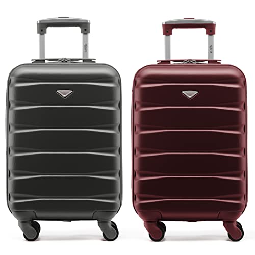 Flight Knight Case 2er-Pack Leichtes starres ABS-Handgepack mit 4 Radern, zugelassen fur uber 100 Fluggesellschaften, darunter Air France, Ryanair und easyJet, 55x35x20cm von Flight Knight