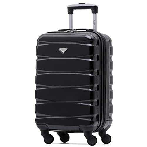 Flight Knight Handgepack Trolley Koffer Kompatibel Mit Air Berlin, Lufthansa, Eurowings, easyJet, Ryanair Und Viele Mehr! Gepack Koffer Mit 4 Rollen. 55x35x20cm ABS Leichtgewicht Reisekoffer von Flight Knight