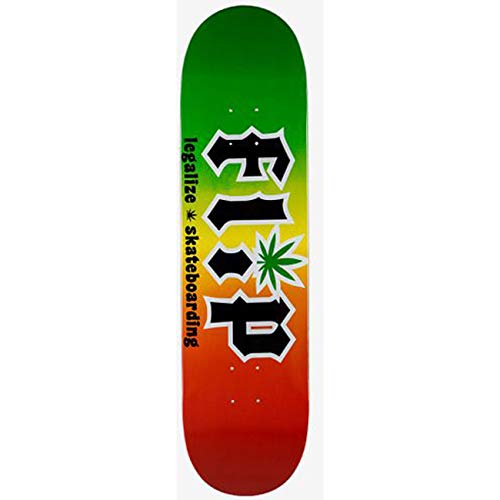 Flip HKD Legalize Rasta 8.25"x32.31" Deck Skateboard, Erwachsene, Unisex, Mehrfarbig (Mehrfarbig) von Flip