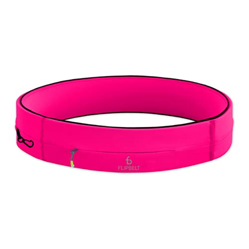FlipBelt Zipper - Laufgürtel für Handy & kleines Zubehör - Sport-Bauchtasche für Damen und Herren - L - Rosa (Hot Pink) von FlipBelt