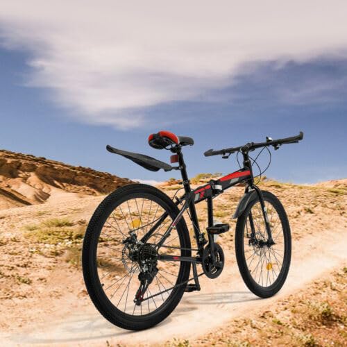 Fliuyr Mountainbike für Herren und Damen,21-Gang,26 Zoll Faltbares Mountainbike mit Wasserflaschenhalter,Mechanische Doppelscheibenbremse Vorne,Stahlrahmen,Einstellbare Höhe von Fliuyr