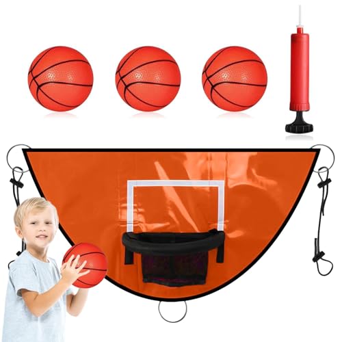 Kinder-Basketballkorb, Outdoor-Basketballkorb,Kinder-Trampolin-Basketballkorb-Set | Verschleißfester Outdoor-Basketballkorb, Trampolin-Zubehör für Übungen von Flkiglm