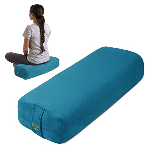 Florensi Yoga-Kissen aus hochwertigem Samt (66 x 28 x 14 cm), großes rechteckiges Yoga-Kissen und Kissen, Nackenrolle für Yoga, Yoga, Nackenrolle, Yogakissen, Blau von Florensi