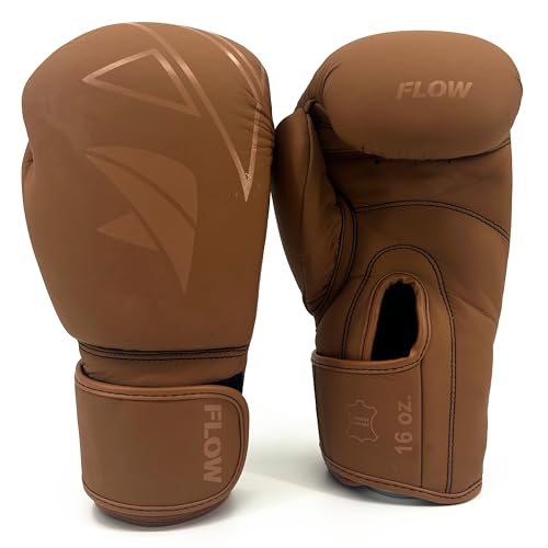 Flow Progress Boxhandschuhe - mehrschichtiger Schaumstoff - Rindsleder (Matt Braun, 12 oz) von Flow Fightgear