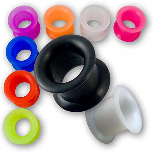 Fly Style - 1 Stück - 4-24mm Silikon Tunnel in 9 Farben mit breitem Rand, Grösse:10 mm, Farbwahl:grün Fly Style - 1 Stück - 4-24mm Silikon Tunnel in 9 Farben mit breitem Rand, Grösse:10 mm, Farbwahl:grün von Fly Style