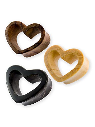 Fly Style 1 Stück Flesh-Tunnel aus Holz oder Horn - Herz Ohr-Plug Natur-Piercing, Grösse:21 mm, Modelle:Modell C Fly Style 1 Stück Flesh-Tunnel aus Holz oder Horn - Herz Ohr-Plug Natur-Piercing, Grösse:21 mm, Modelle:Modell C von Fly Style