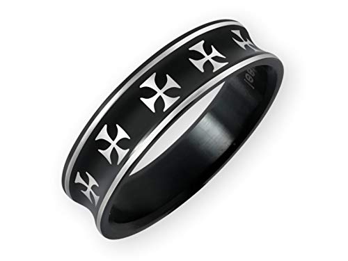 Fly Style 1 Stück Ringe aus Edelstahl - Totenkopf, Alien, Drache, Eisernes Kreuz, Ring Grösse:23.9 mm, Modelle:Templer Kreuz Bandring Schwarz Fly Style 1 Stück Ringe aus Edelstahl - Totenkopf, Alien, Drache, Eisernes Kreuz, Ring Grösse:23.9 mm, Modelle:Templer Kreuz Bandring Schwarz von Fly Style