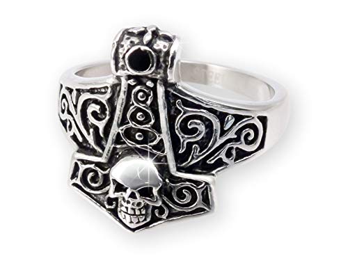 Fly Style 1 Stück Ringe aus Edelstahl - Totenkopf, Alien, Drache, Eisernes Kreuz, Ring Grösse:23.9 mm, Modelle:Thors Hammer Skull Wikinger Fly Style 1 Stück Ringe aus Edelstahl - Totenkopf, Alien, Drache, Eisernes Kreuz, Ring Grösse:23.9 mm, Modelle:Thors Hammer Skull Wikinger von Fly Style