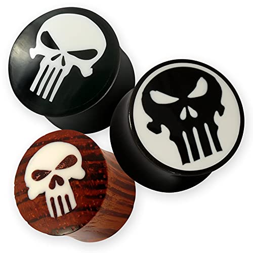 Fly Style Ohr-Plug Tunnel aus Horn oder Holz - Flesh-Tunnel Totenkopf The Punisher, Grösse:12 mm, Modelle:Modell A Fly Style Ohr-Plug Tunnel aus Horn oder Holz - Flesh-Tunnel Totenkopf The Punisher, Grösse:12 mm, Modelle:Modell A von Fly Style